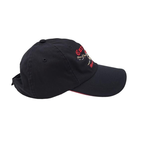 Carolina Beach NC North Carolina Pirate Embroidered Black Red Hat Cap Hook Loop - Picture 4 of 11